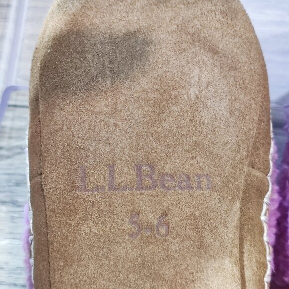 L.L.Bean Toddler Cozy Slipper Boots size 5-6 light purple colour leather sole - Picture 7 of 11